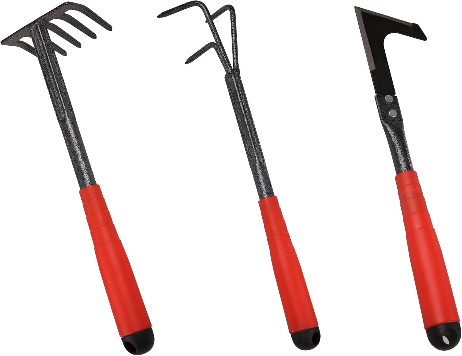 FLORA GUARD 6 Piece Garden Tool Sets - Including Trowel, 5-Teeth rake, 9-Teeth Leaf rake, Double Hoe 3 prongs, Cultivator, Weeder, Gardening Hand Tools with High Carbon Steel Heads : Garden & Outdoor