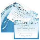 Jetec 12 Pcs Baptism Certificates for Church Baby Dedication Paper | Blanks Each, 11 x 8.3 in Blue Wave Border, Single Sided for Baptismal Christening Recognition Ceremony Church Use