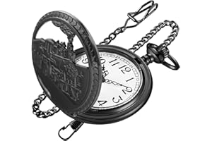Realpoo Locomotive Bronze Pocket Watch for Men,Arabic Numerals White Dial Pocket Watches for Men, Men's Pocket Watch with Chain