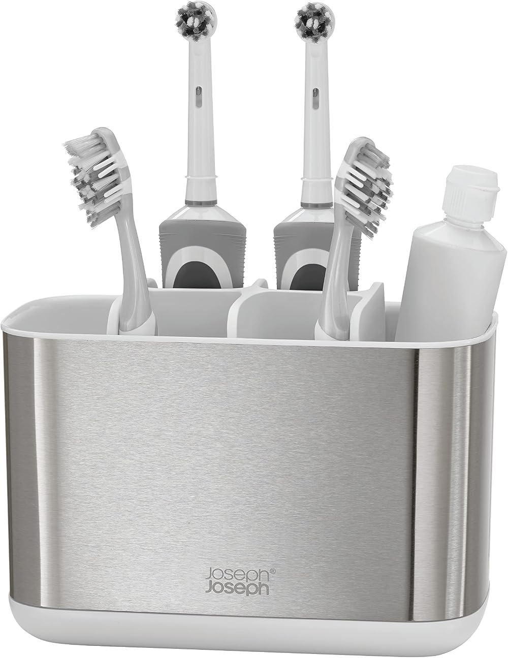 Joseph Joseph Easy-Store Large Toothbrush Holder Caddy White/Steel