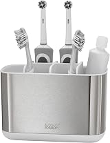 Joseph Joseph Easy-Store Large Toothbrush Holder Caddy White/Steel