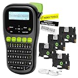 VolenGo Label Maker Machine with 4 Tapes, Wire Label Maker Waterproof-Labels, Laminated Handheld Label Printer, Backlit & Portable & One-Touch Key, H1100 Labeler for Industrial Office Organization