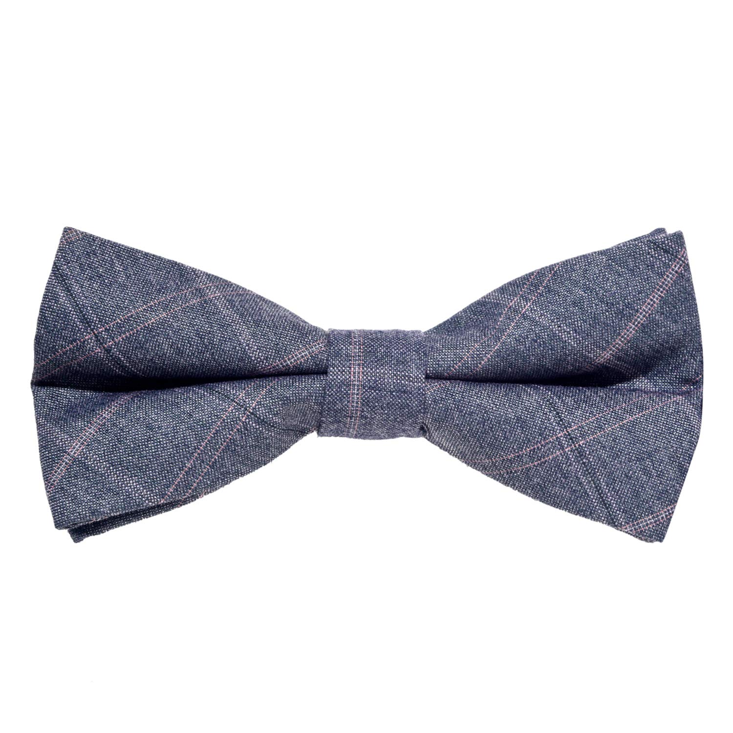 MASADA corduroy bow tie Jeans-blue plaid - men's accessory in vintage look, continuously adjustable, handmade with hook closure - 12 x 6 cm