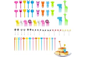 Savita 60pcs Food Fruit Fork Picks, Funny Animal Food Picks Reusable Cartoon Toothpicks Cute Toothpicks Fruit Fork Picks Lunc