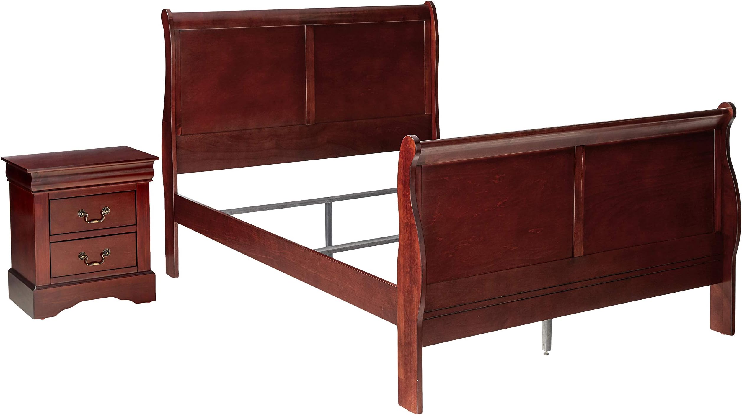 Alpine Furniture Louis Philippe Bed and Nightstand