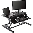 Stand Up Desk Store AirRise Pro Two Tier Standing Desk Converter Monitor Stand with Built-in Keyboard Tray (Black, 32" Wide)
