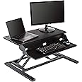 Stand Up Desk Store AirRise Pro Two Tier Standing Desk Converter Monitor Stand with Built-In Keyboard Tray (Black, 32" Wide)