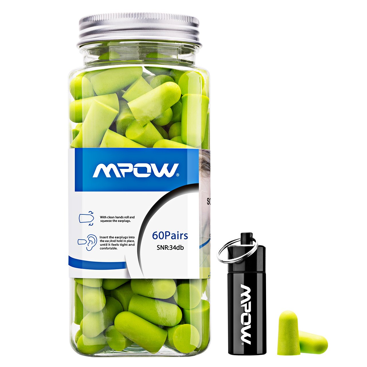 Buy Mpow HP055A 055A, 34dB SNR Soft Foam, 60 Pairs EarPlugs with