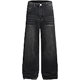 Men's Baggy Hip Hop Jeans Y2K Casual Vintage Wide Leg Skater Denim Pants Loose Fit Long Trousers 2000s Streetwear