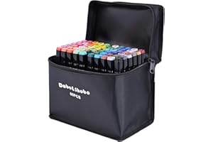 Dabo&Shobo 60 Color Alcohol Marker Pens, Bright Permanent Markers For Coloring, Markers For Adults Coloring Book, Wide Chisel And Fine Tip, Dual Tip Design Equipped with Black Suitcase