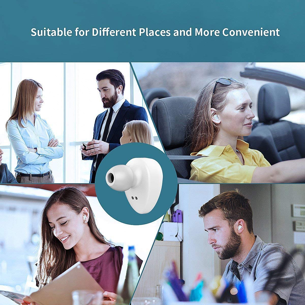 XIAOWU Cuffie Bluetooth senza fili – Mini Auricolari wireless bluetooth Effetto Stereo con Microfono Incorporato e Base di Ricarica per iPhone 8, 7 Plus, Samsung, iPad, Dispositivi Android … (DE-K5S-WHITE)