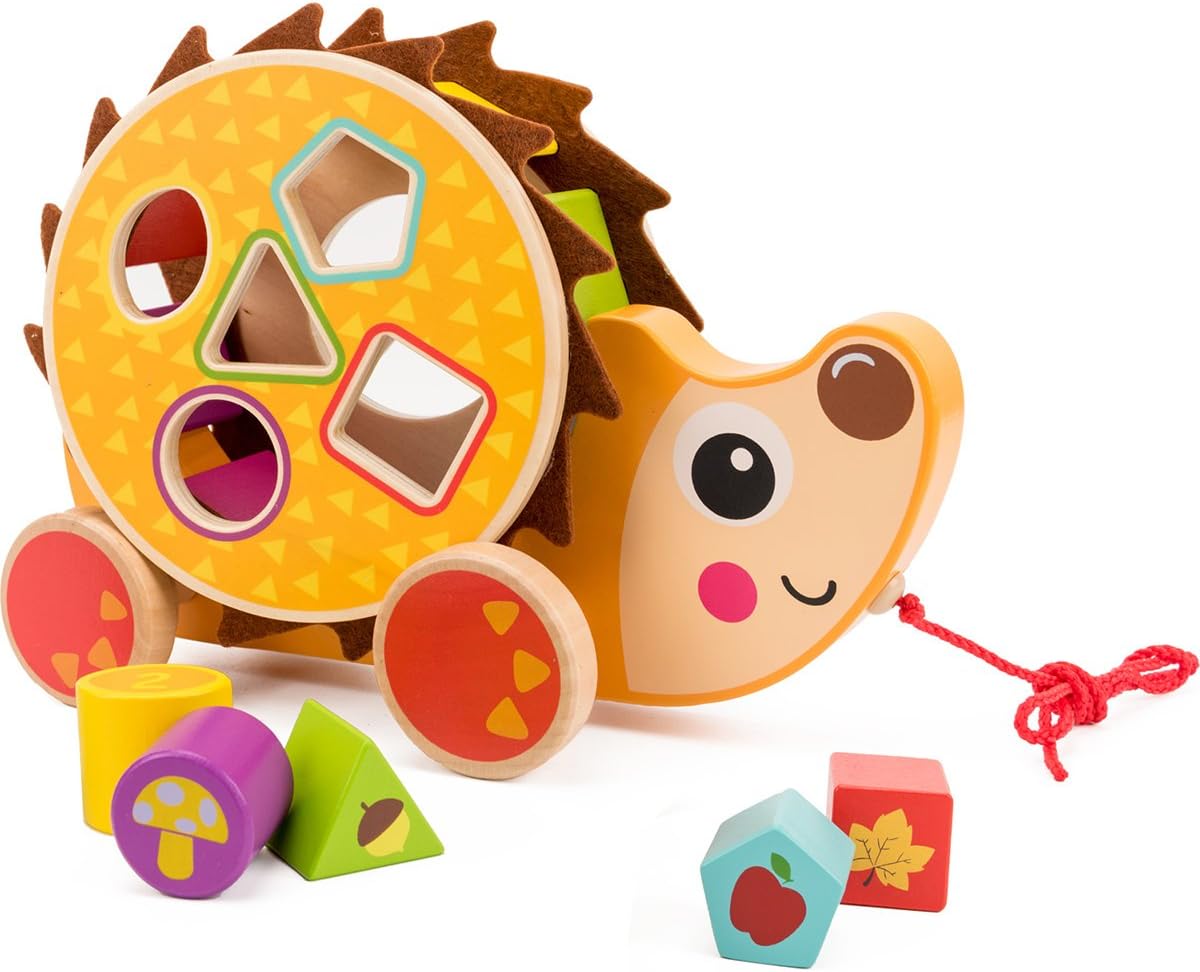 cossy Wooden Shape Sorter Pull Toy Wooden Hedgehog Puzzle