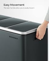 SONGMICS Kitchen Bin 3 x 18 L Recycling Bin 3 Compartment Steel Greenish Grey view 6