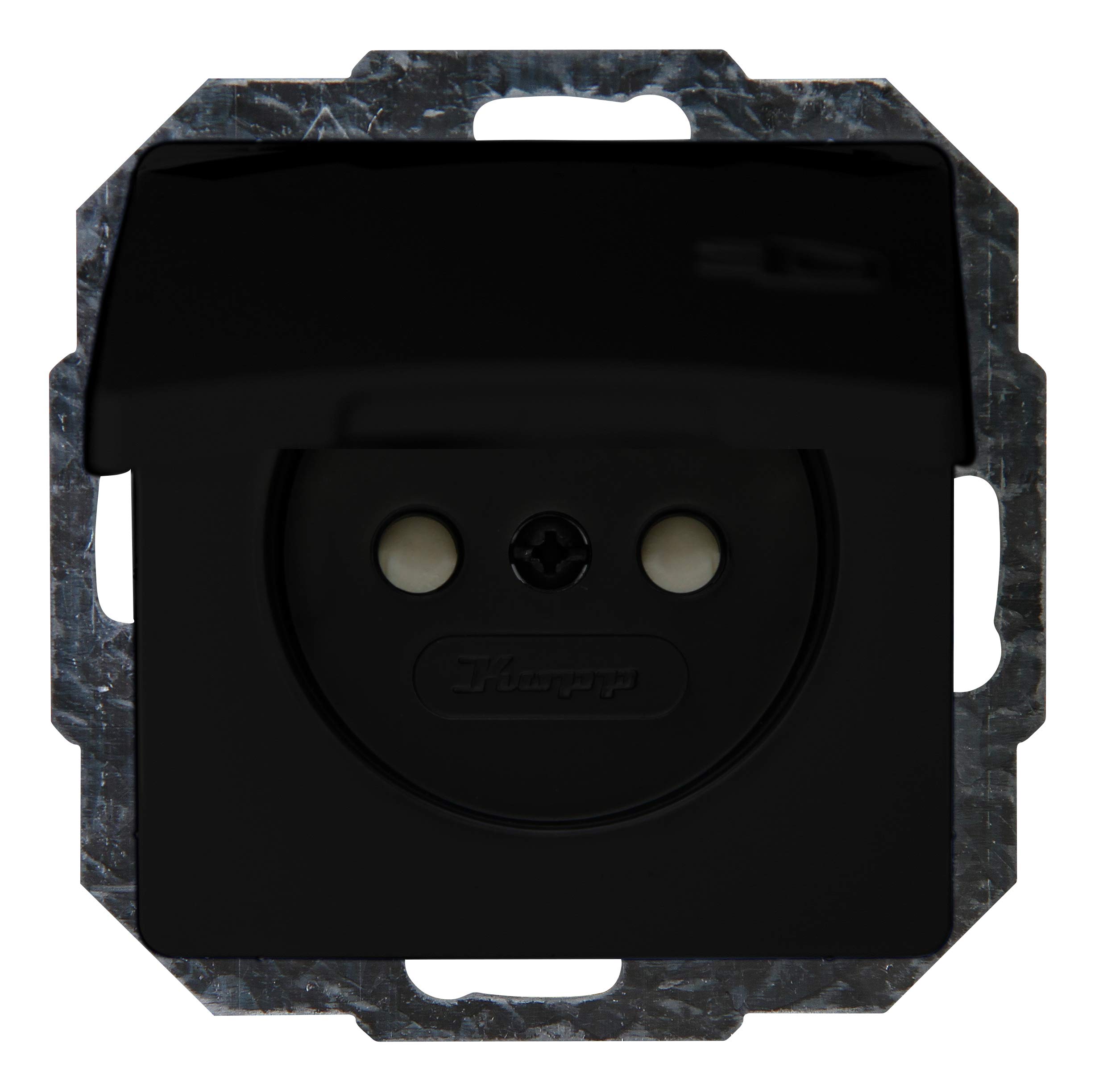 Kopp Paris 944850084 Mid-Sized Contact Socket with Lid and Raised Touch Protection Matte Black