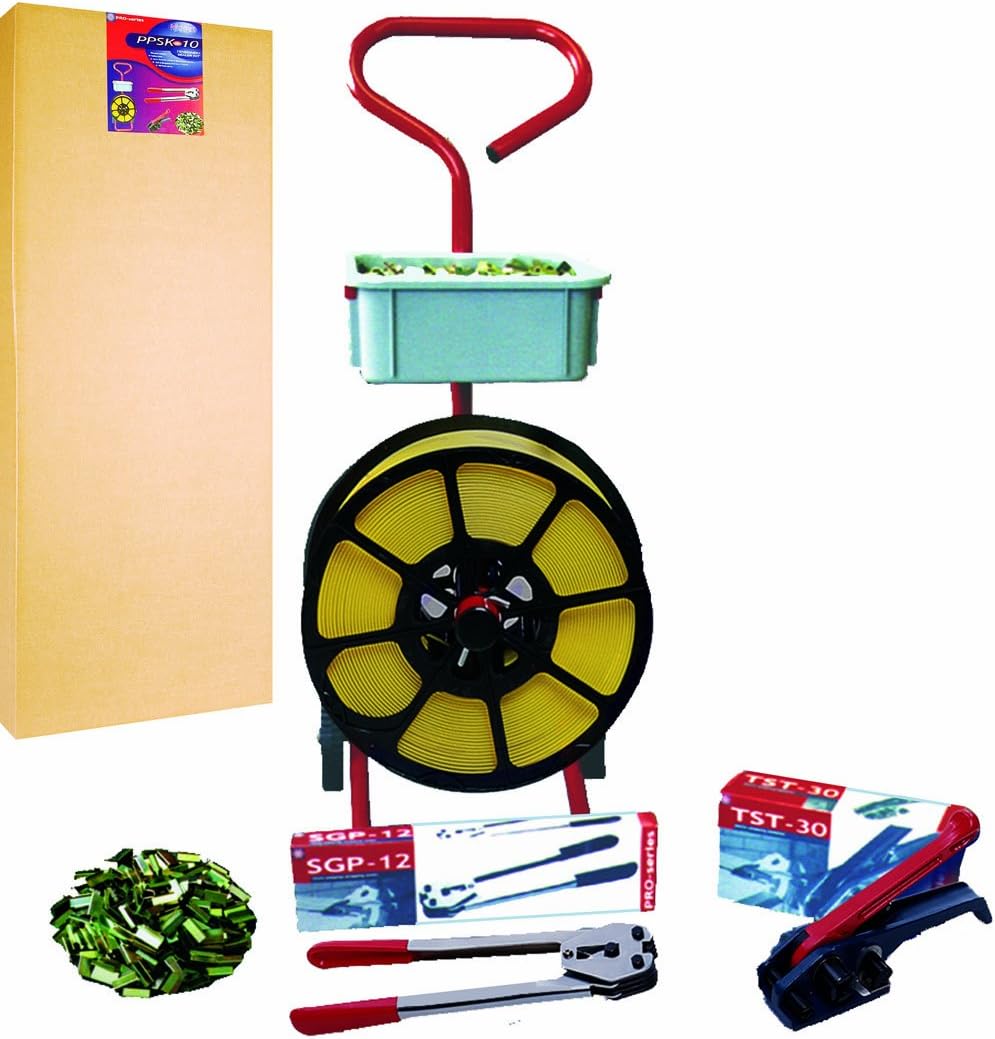 Tensioner & Sealer Plastic Strapping Kit with Mobile Dispenser