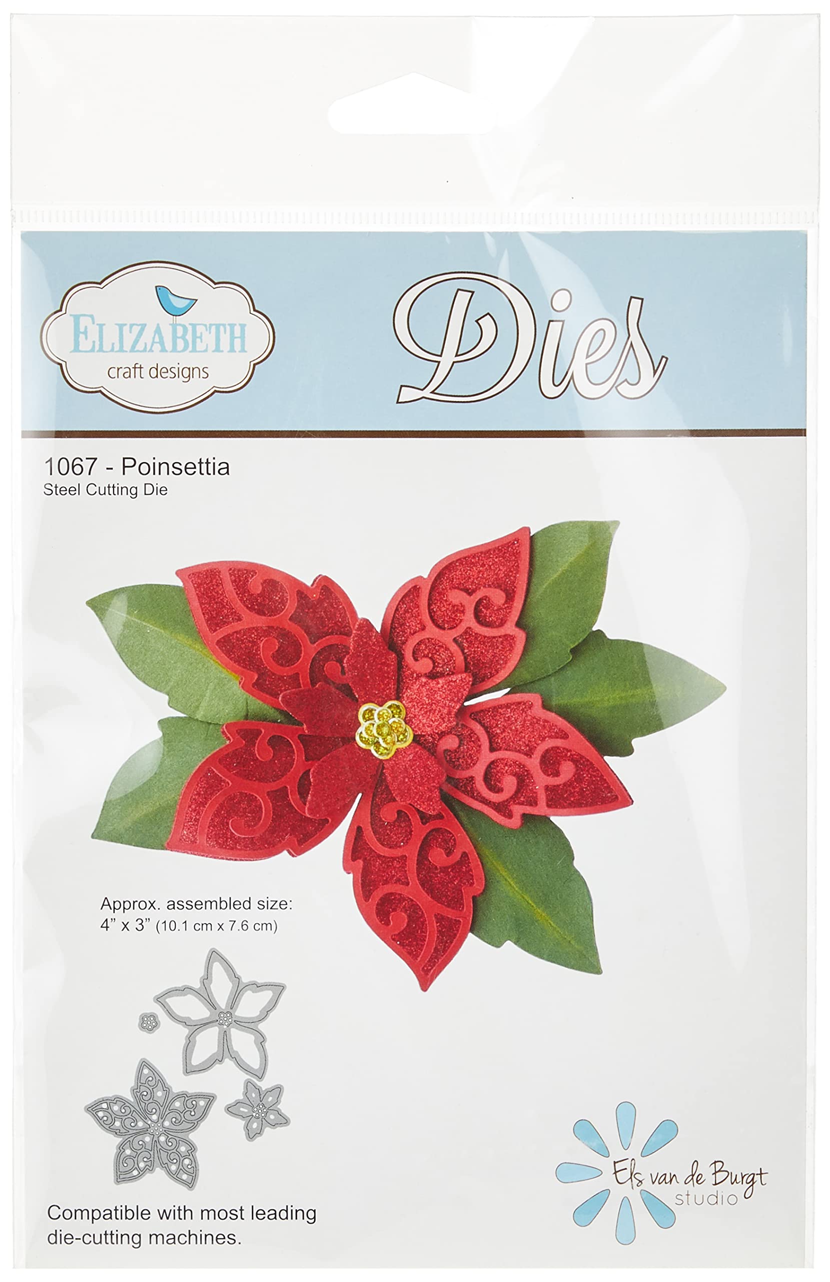 Elizabeth Craft Designs Elizabeth Craft Metal Die Poinsettia, Acrylic, Multicolour, 21.33x13.71x0.25 cm