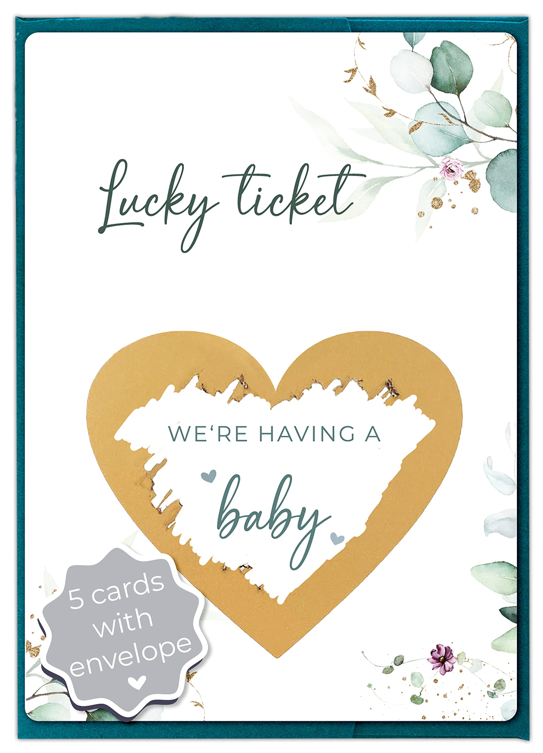 Joli Coon 5 Pregnancy announcement scratch cards - We're having a baby with envelopes - Baby announcement baby