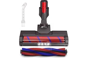 Haoyijor Vacuum Attachments Motorhead for Dyson V15 V8 V7 V10 V11 with Replacement Soft Roller Brush Bar, Hardwood Floor Attachment with LED Light, 180° Flexible Head, 001-03A-GSB