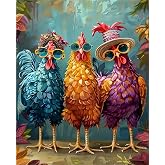 Hestarcul Chicken Paint by Numbers Kits for Adults,Easy Adult Painting by Number on Canvas for Beginner, DIY Watercolor Painting for Gift Home Decor Relax. (Chicken)