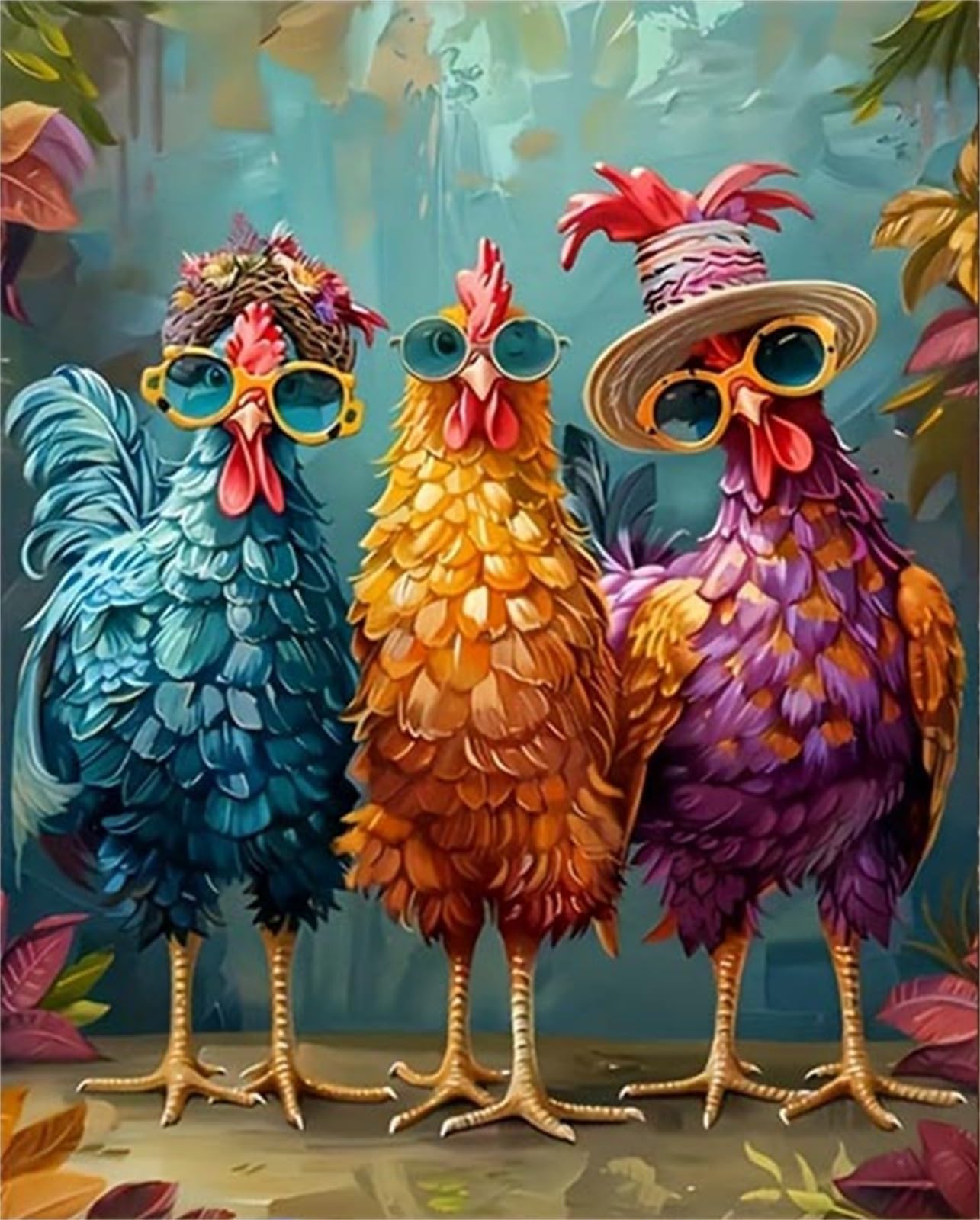 Photo 1 of Chicken Paint by Numbers Kits for Adults,Easy Adult Painting by Number on Canvas for Beginner, DIY Watercolor Painting for Gift Home Decor Relax. (Chicken)