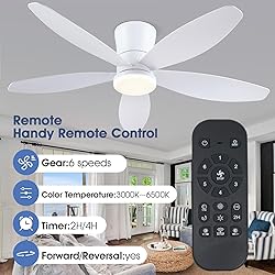 Surtime 48" Ceiling Fans with Lights-Low Profile