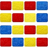 Amyhill 16 Set Textured Animal Tracks Rubbing Plates for Art 3.9 x 5 Inch Animal Texture Rubbing Plates Raccoon Wolf Otter Deer Duck Dog Tracks Painting for Art Projects Gift