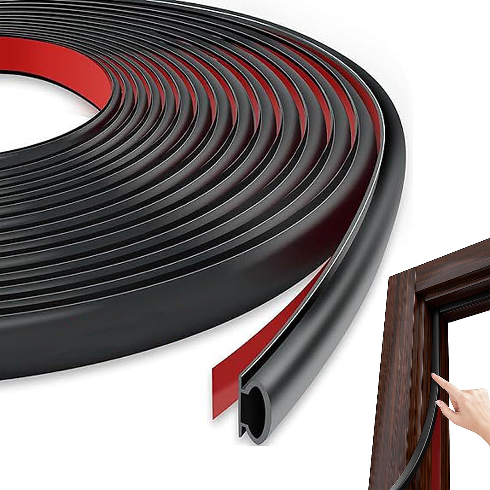 6m Black D-Shape Rubber Weather Stripping Door Seal for Window, Frame and Gaps, UPVC Soundproofing Strip for 2.5-5.5mm Gap (Black)