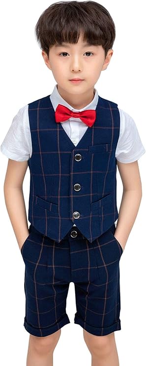 Happy Cherry Combinaison Costume Enfant Mariage Ceremonie Soiree Ensemble Costume Enfant Garcon Pantalon Chemise Gilet Costard Enfant Bleu Smoking Enfant Ensemble 2 3 Ans Amazon Fr Vetements Et Accessoires