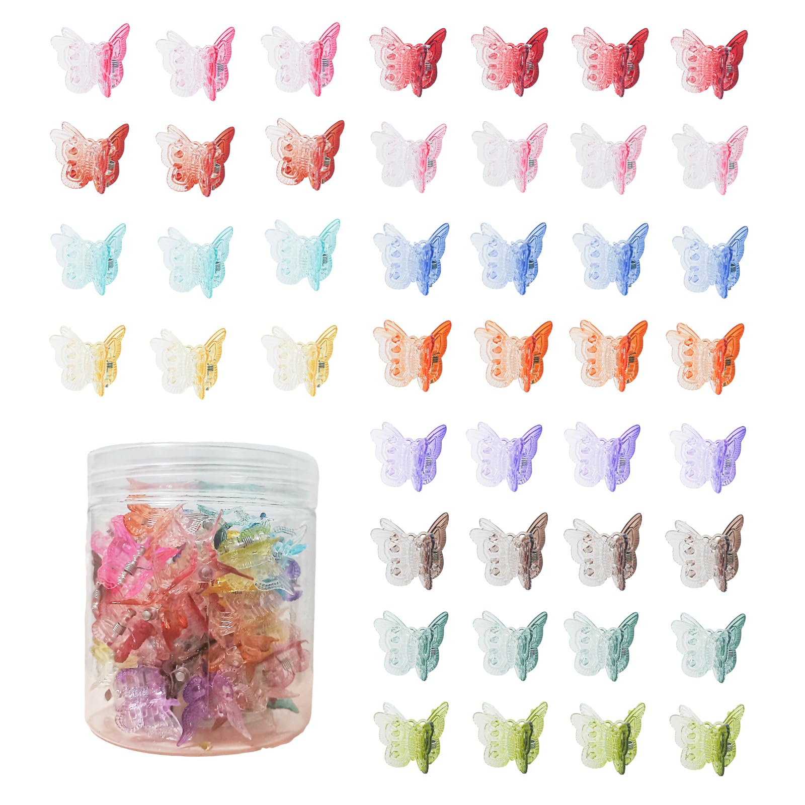 Photo 1 of 50PCS Mini Butterfly Hair Clips Small Cute Butterfly Clips for Hair 90s Girls Women Tiny Butterfly Hair Accessories with Box Package