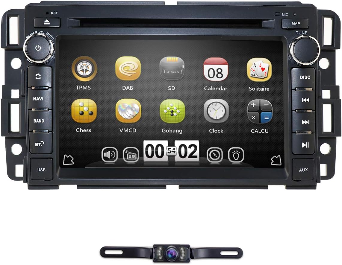 HIZPO 7" in Dash Double 2Din Car Stereo DVD Player for GMC Chevy Silverado 1500 2012 Quad Core Double Din in Dash Touchscreen FM/AM Radio Receiver Navigation with Rear View Camera