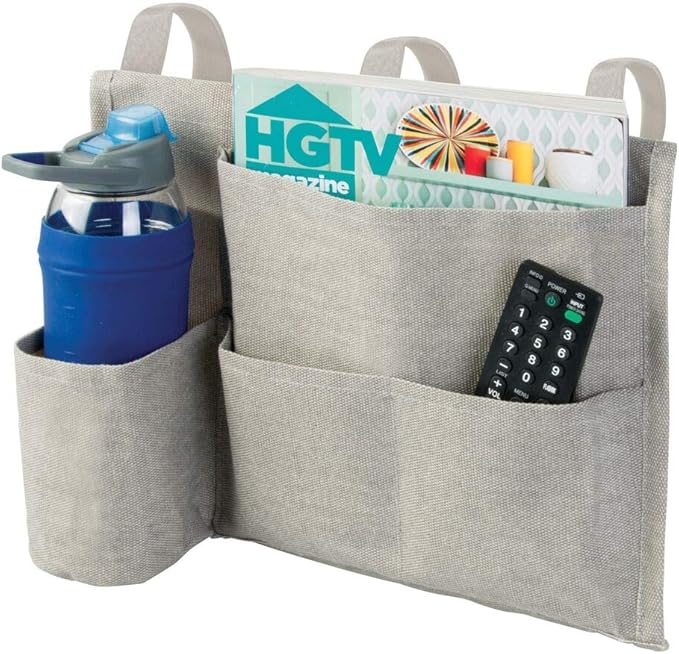 mDesign Bedside Hanging Storage Organizer Caddy Pocket 4
