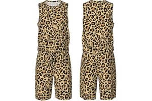 Salelf Leopard Print for Men’s Basketball Jersey Shorts Set Mesh Moisture Wicking Breathable