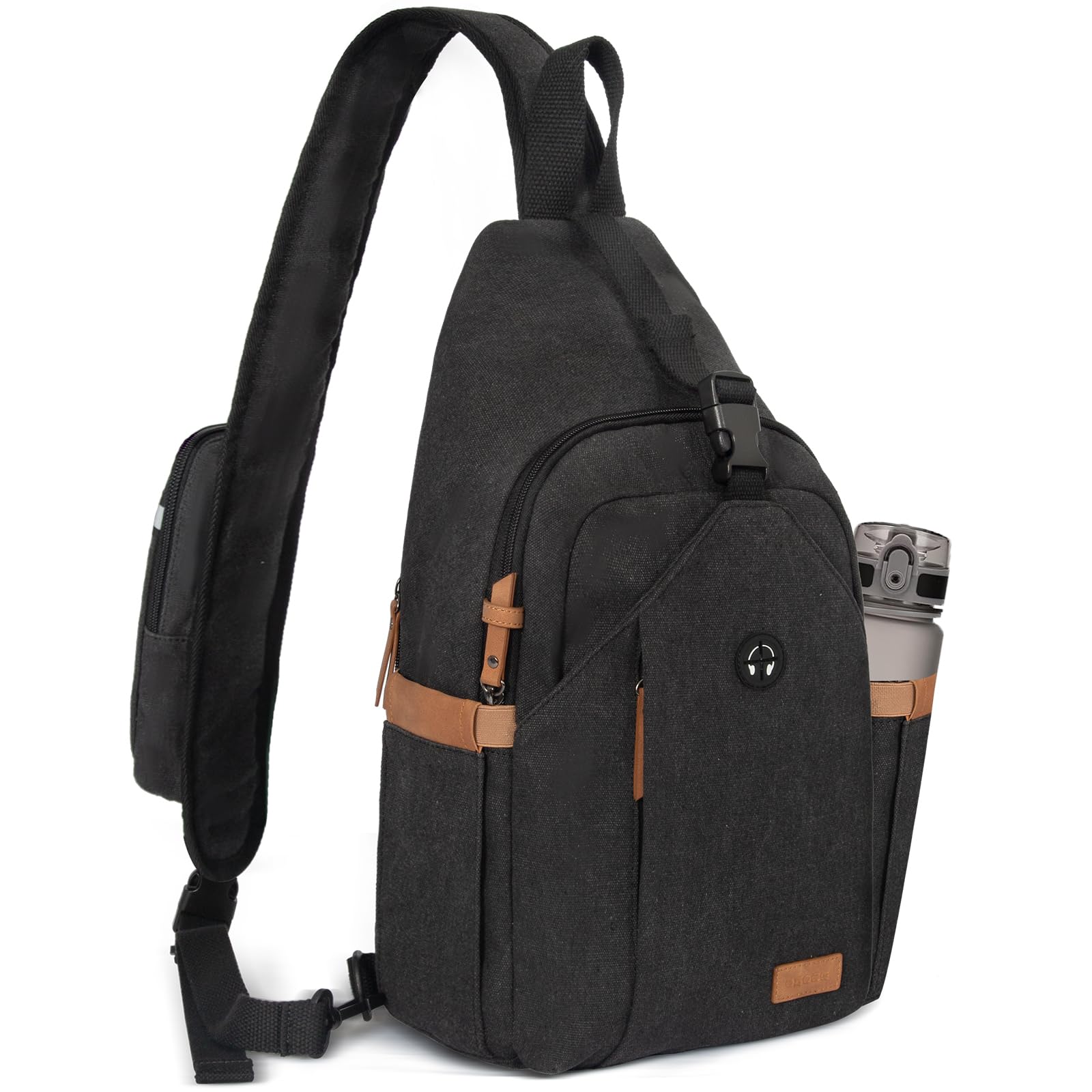 Photo 1 of **LATCH IS MISSING**
OSOCE Sling Bag for Men, Large Crossbody Bag Men with Anti Theft Tunnel Lock Zipper Canvas Sling Backpack Casual Daypack for Travel Hiking, Black S