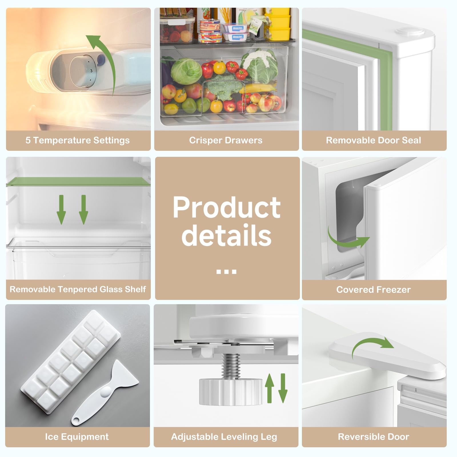 BANGSON Mini Fridge with Freezer, 2 Door Small Refrigerator with Freezer, Small Fridge for Bedroom, 3.2 CU.FT, For Home, Office, Dorm, Garage or RV, White