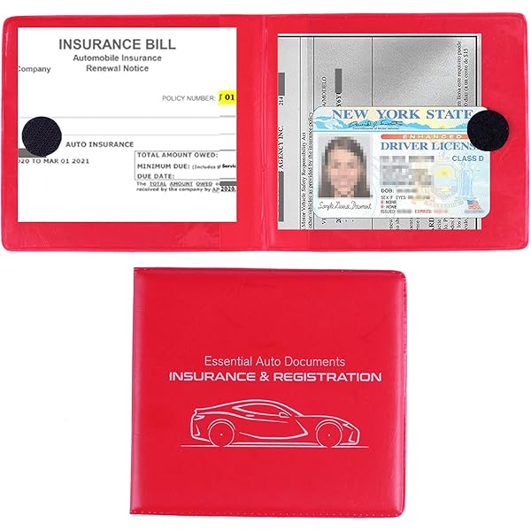 HIIXHC Car Registration And Insurance Holder, 9.4 X 5-inch Premium Leather Card Holder For Cards, Driver's Essentials Vehicle Glove Box Organizer, Important Documents And Driver's License (Pink