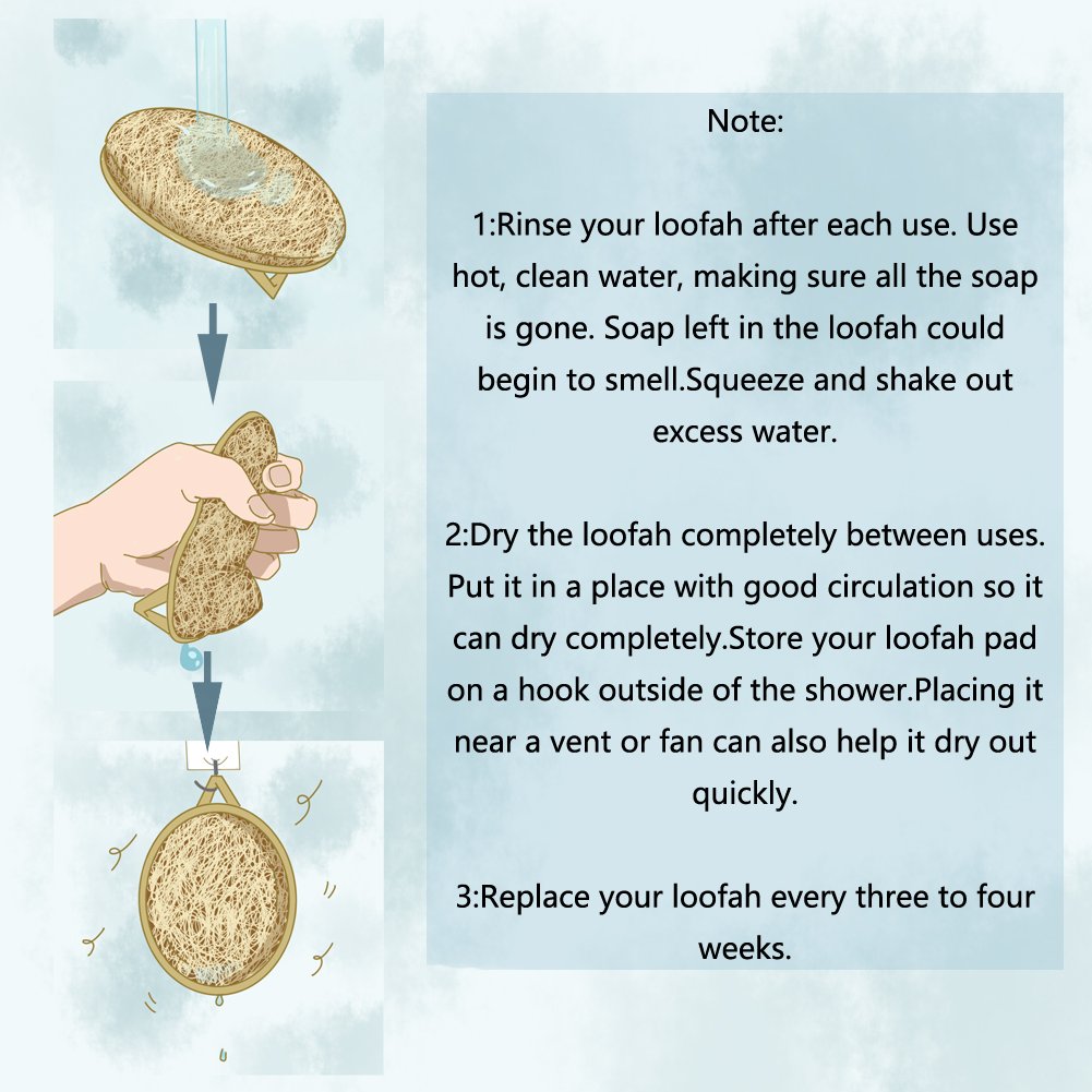 Kiloline Exfoliating Loofah Pads-2 Pack 100% Natural Luffa and Terry Cloth Materials Loofa Sponge Scrubber Brush Close Skin For Men and Women When Bath Spa and Shower: Beauty