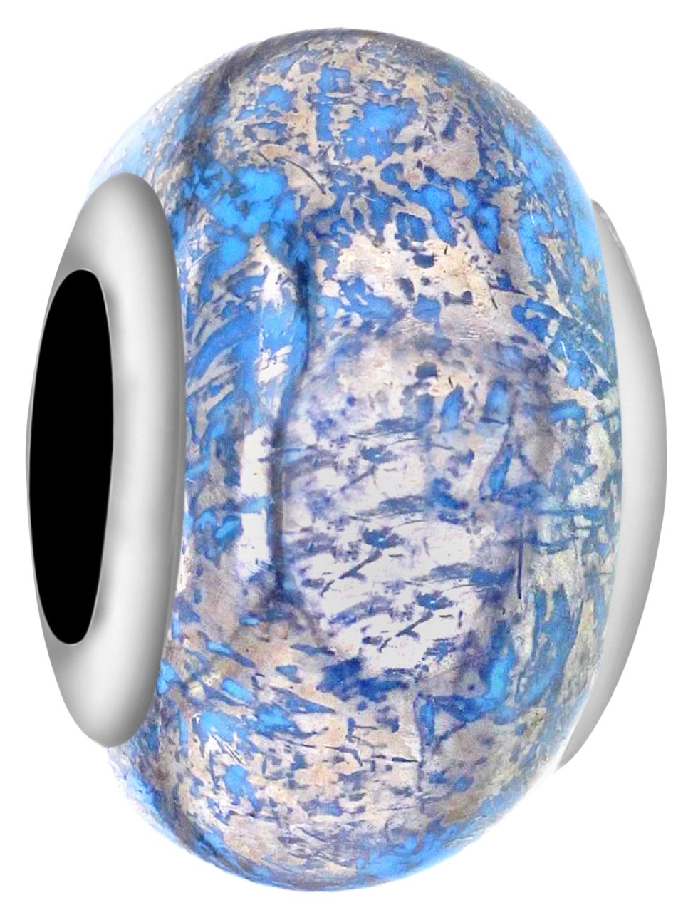 Tuscany Silver Women's Sterling Silver Turquoise and Silver Ceramic Bead