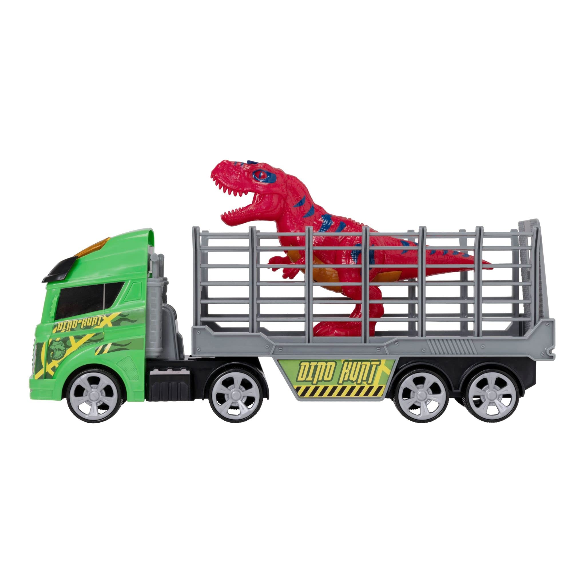 HTI Teamsterz Monster Moverz Dinosaur Transporter | Light & Sound Dino Rescue Truck | Removable Escaping Dinosaur Toy | Kid’s Play Figures And Vehicle Toy Transporter Set | Suitable For Ages 3+