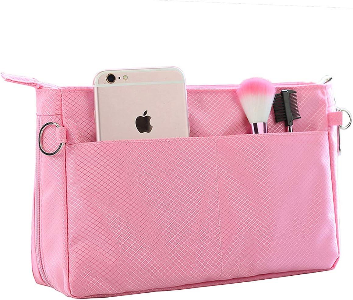 VANCORE Nylon Handbag Purse Organizer Insert, Zipper Closure Expandable Bag Organizer for Tote Bag Liner, 3 Colors