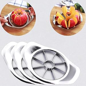 3PCS Apple Slicer, Apple Cutter 8-Blade Easy Grip Apple Slicer Upgraded Extra Large Apple Corer, Stainless Steel Divider for Up to 4 Inches Apples(7 x 4.3 Inches)