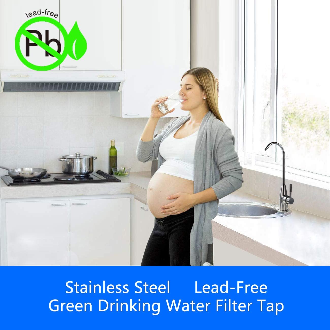Water Filter Faucet, Fits Most Reverse Osmosis Water Filtration System, Kitchen Bar Sink Purifier Drinking Water Faucet, Stainless Steel，Lead-Free, Brushed, Single Handle - - 