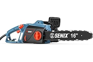 SENIX Electric Chainsaw, 16" Corded Chainsaw,12 Amp Chain Saw for Wood Cutting, Tree Trimming, Garden Tool for Pruning, Branch Cutting, Yard, Fathers Day Gift for Men,Gardener, CSE12-M