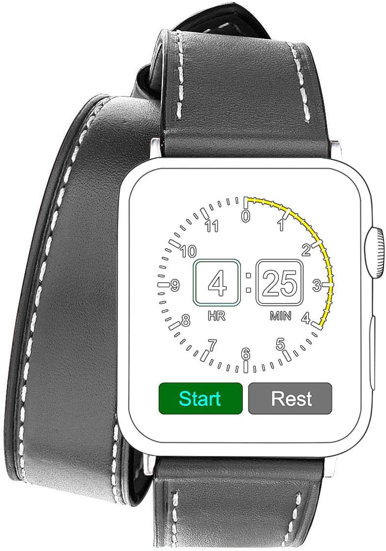 V-Moro Compatible Apple Watch Band 42mm M/L Double Tour Leather Band iWatch Band Bracelet for Apple Watch Series 3 Series 2 Series 1 Sport&Edition (Double Tour Black 42mm)