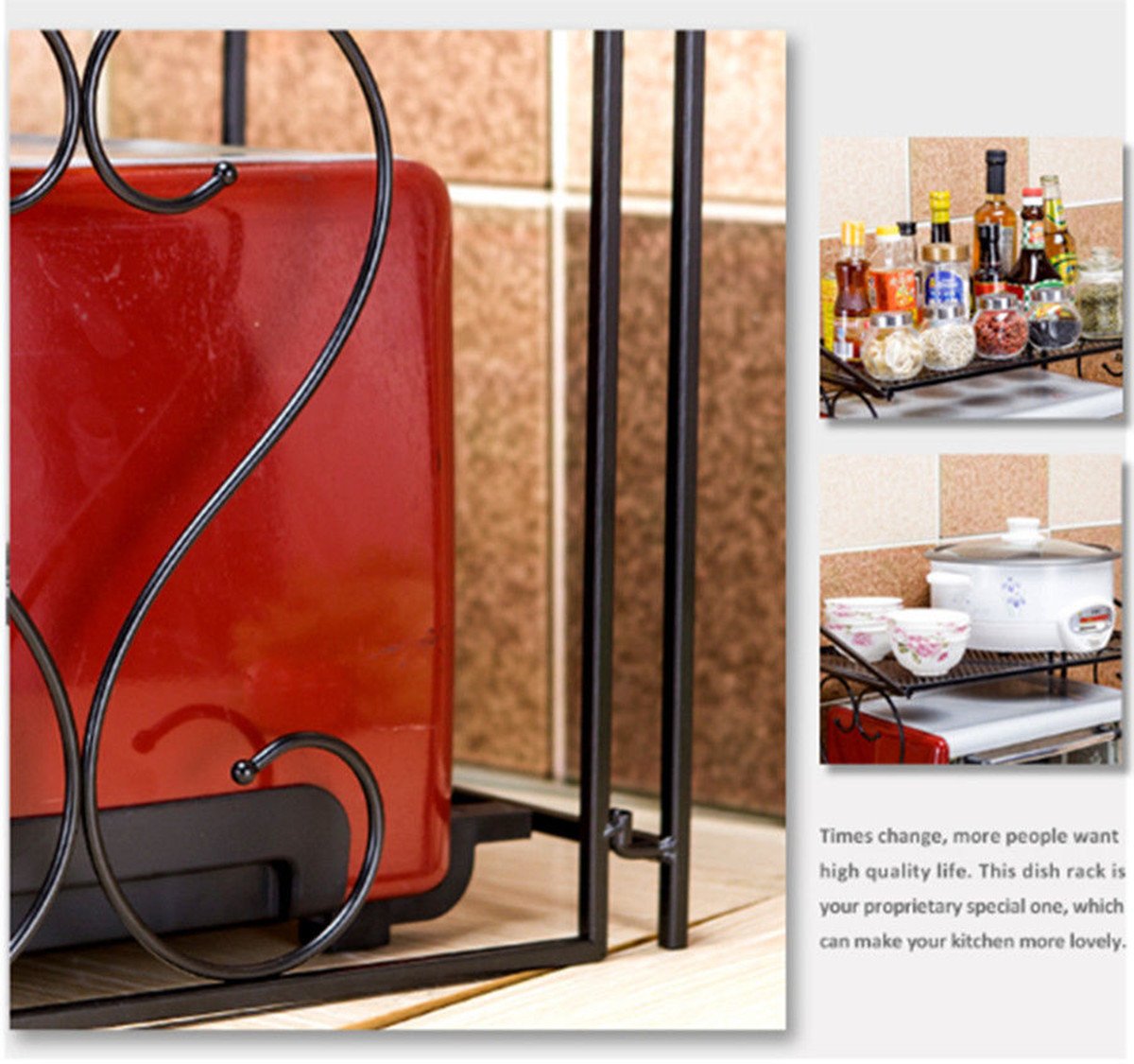 Cuisine Maison Ybaymy 2 étages Fer Rack De Stockage - 