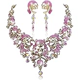 EVER FAITH Austrian Crystal Vintage Style Halloween Skull Bone Cross Necklace Earrings Set