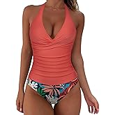 SUUKSESS Women Sexy Halter Tankini Bathing Suits Slimming Tummy Control High Waisted Swimsuits 2 Piece