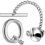 AMITER Men Tie Tack, Initial A-Z Silver Tie Pin
