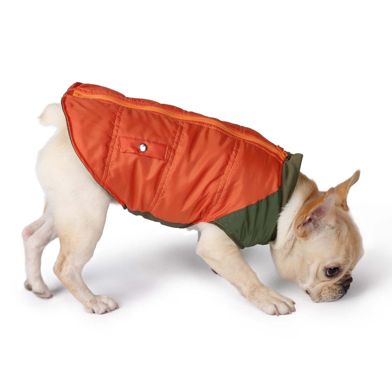Pecute Dog Vest Color Blocking Winter Warm Pet Apparel with Strap Closure Orange X-Small