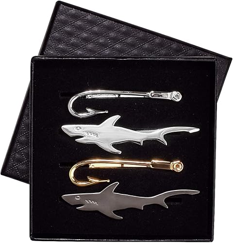 Amazon Yoursfs おもしろ ネクタイピン 4本セット ブランド メンズ ネクタイピン サメ 動物 ネクタイピン 銀 ゴールド おしゃれ ユニークプレゼント タイピン タイタック 通販
