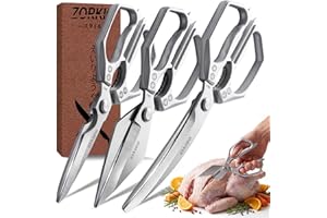 Kitchen Scissors Set Silver 3PCS, Heavy Duty Poultry Shears Kitchen Shear for Food Chicken Scissor All Purpose,Japan Meat Cut